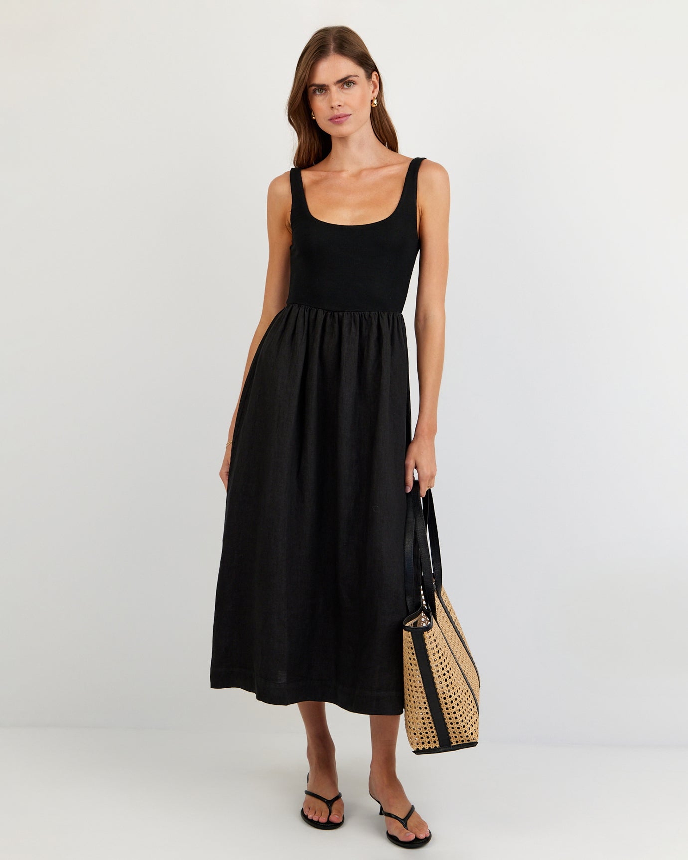 Sleeveless Knit Combo Dress | Black | L | Bella Dahl Sleeveless Knit Combo Dress | Black | L | Bella Dahl