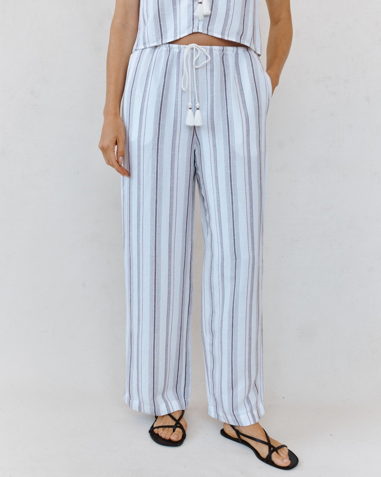 Beach Pant With Tassel Drawstring - Rosewood Stripe – Bella Dahl