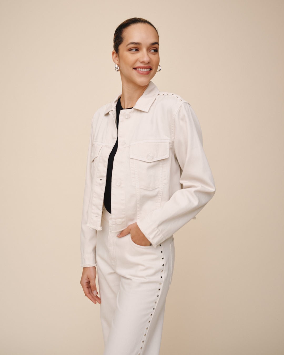 Billie Cropped Jacket - Frosted Ecru – Bella Dahl
