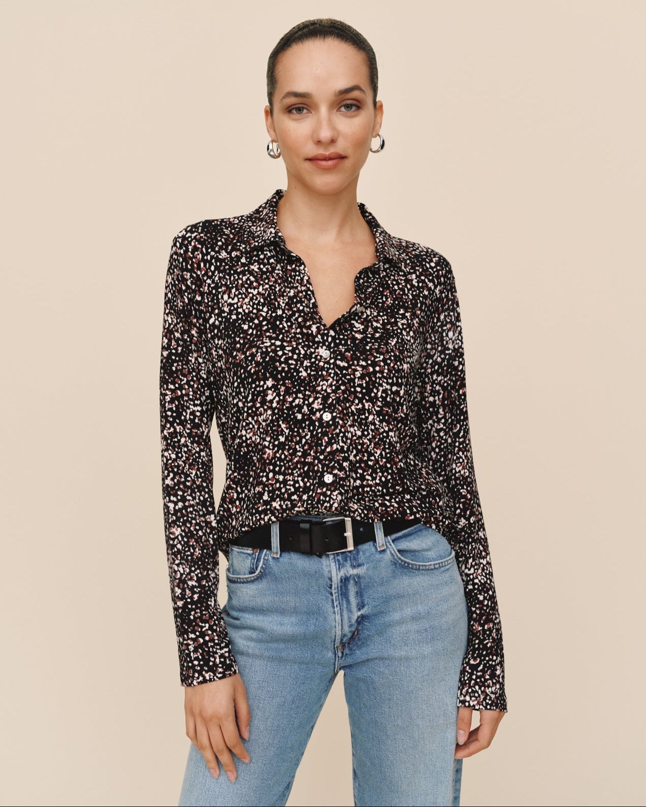 Button Up Knit Top - Painted Animal Print – Bella Dahl