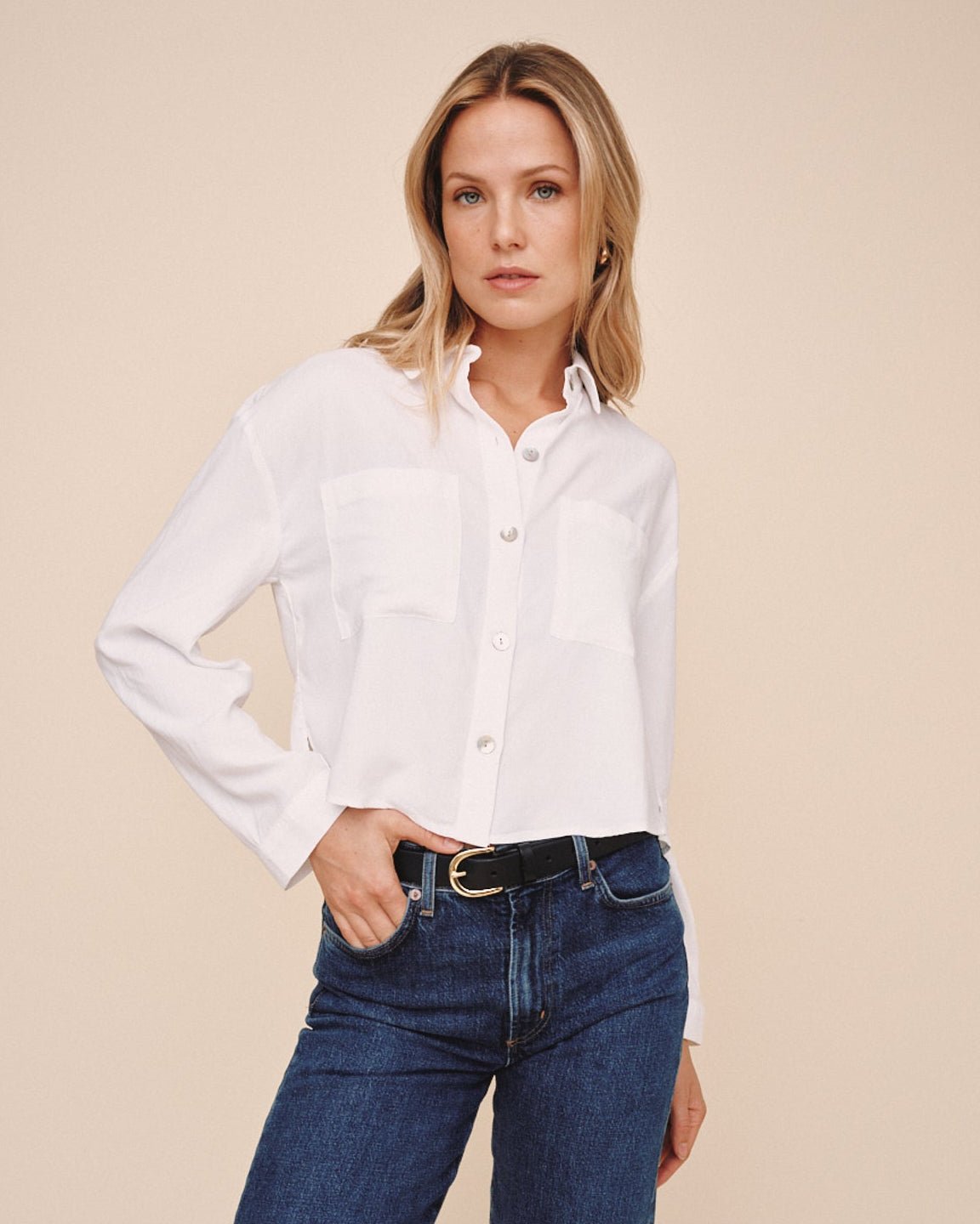 Cropped Button Down - White – Bella Dahl
