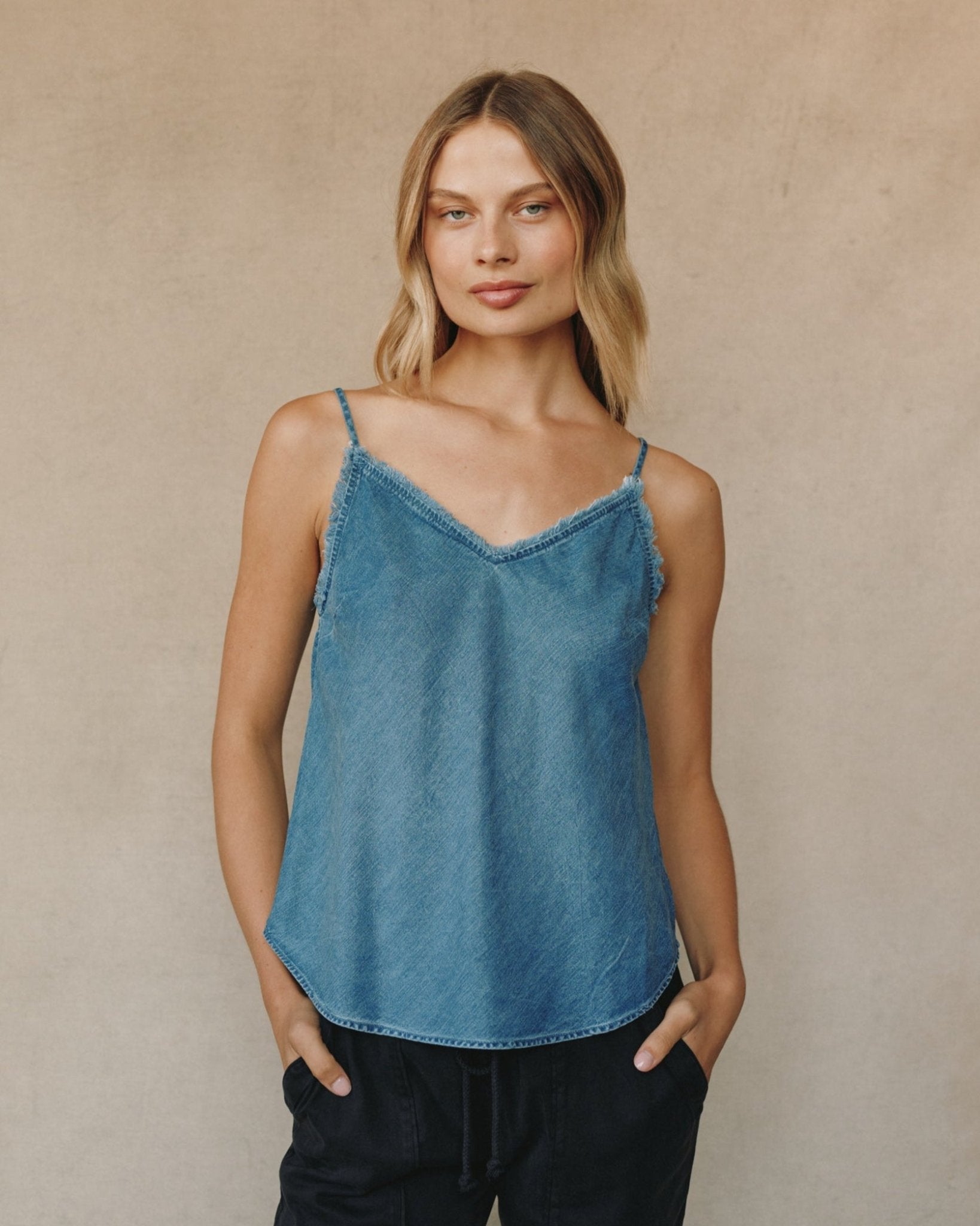 Frayed Cami Black