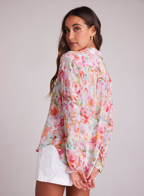 Bella DahlFull Button Down Hipster Shirt - Ipanema Floral PrintTops