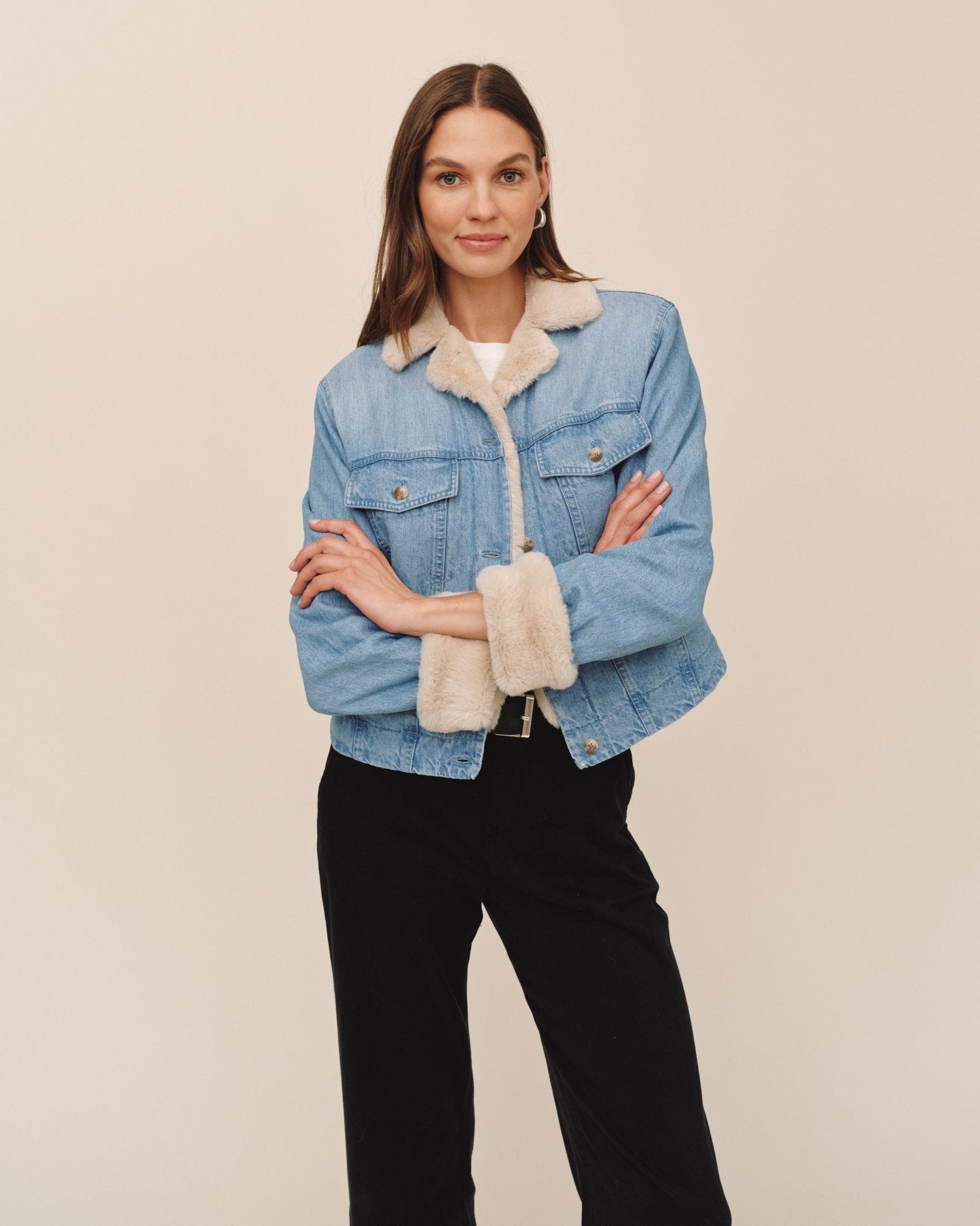 Fur Trimmed Denim Jacket - Vintage Frost Wash – Bella Dahl