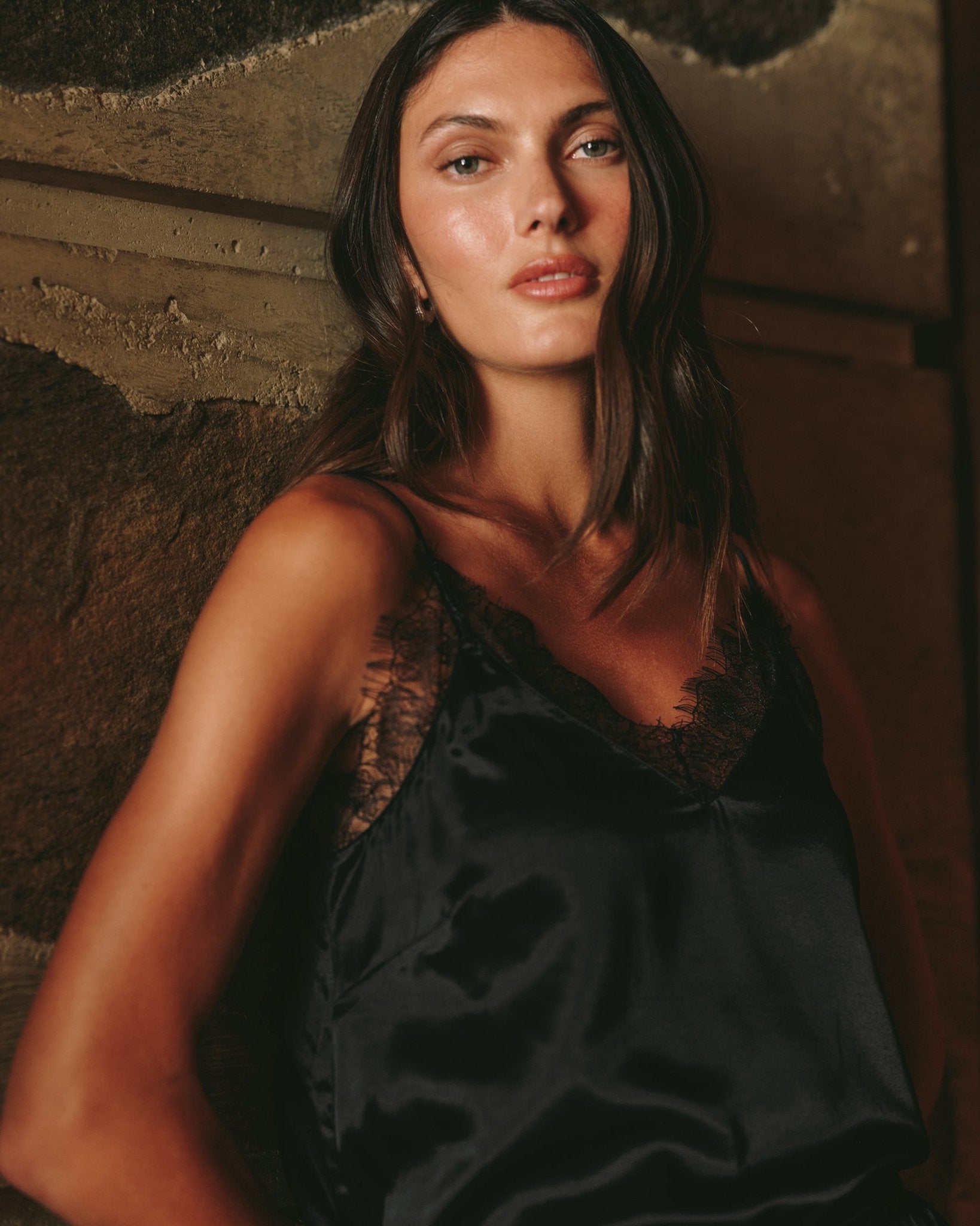 Lace Trim Camisole - Black – Bella Dahl