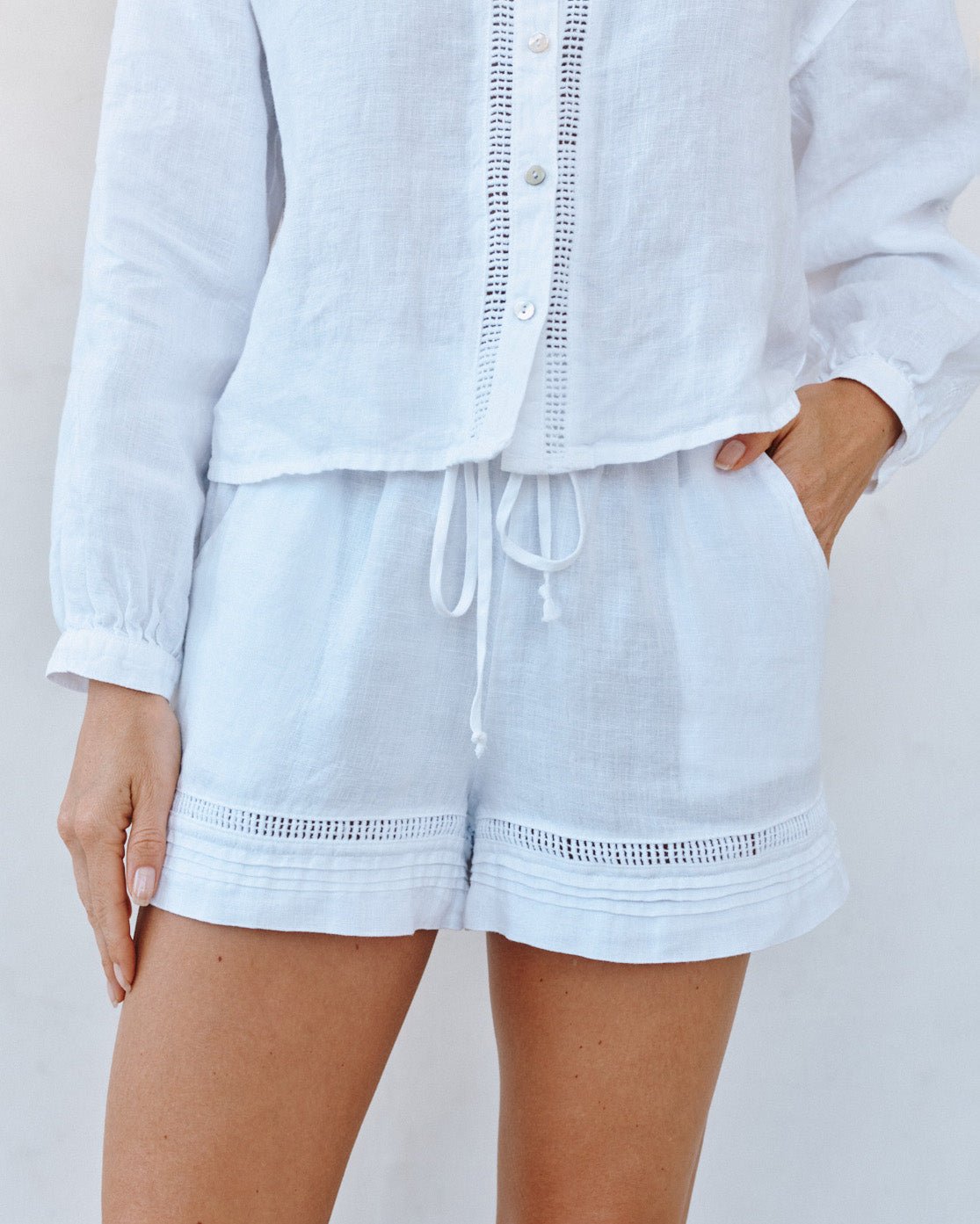 Lattice Pintuck Short - White – Bella Dahl
