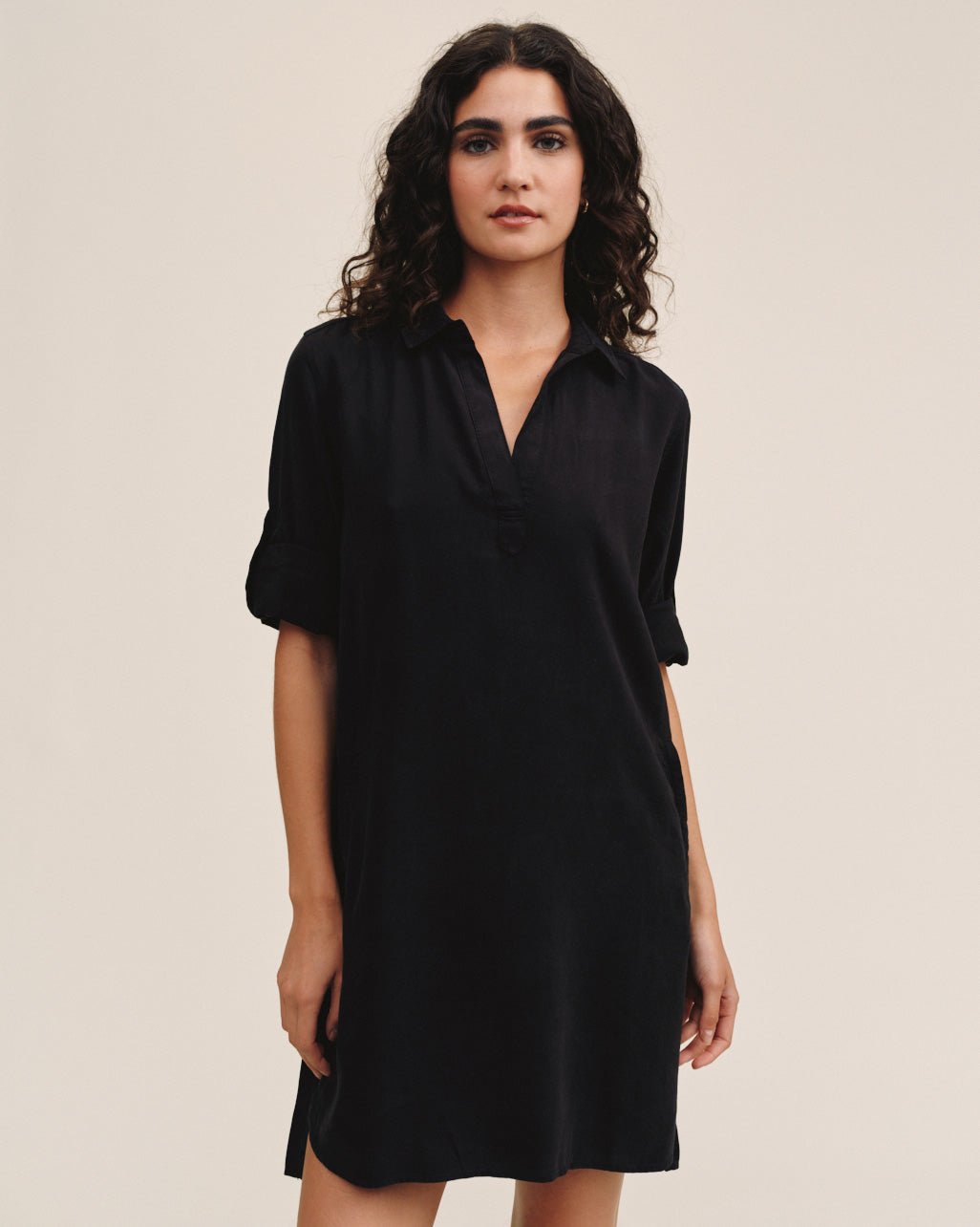 Long Sleeve A-Line Shirt Dress in Vintage Black - Bella Dahl Long Sleeve A-Line Shirt Dress in Vintage Black - Bella Dahl