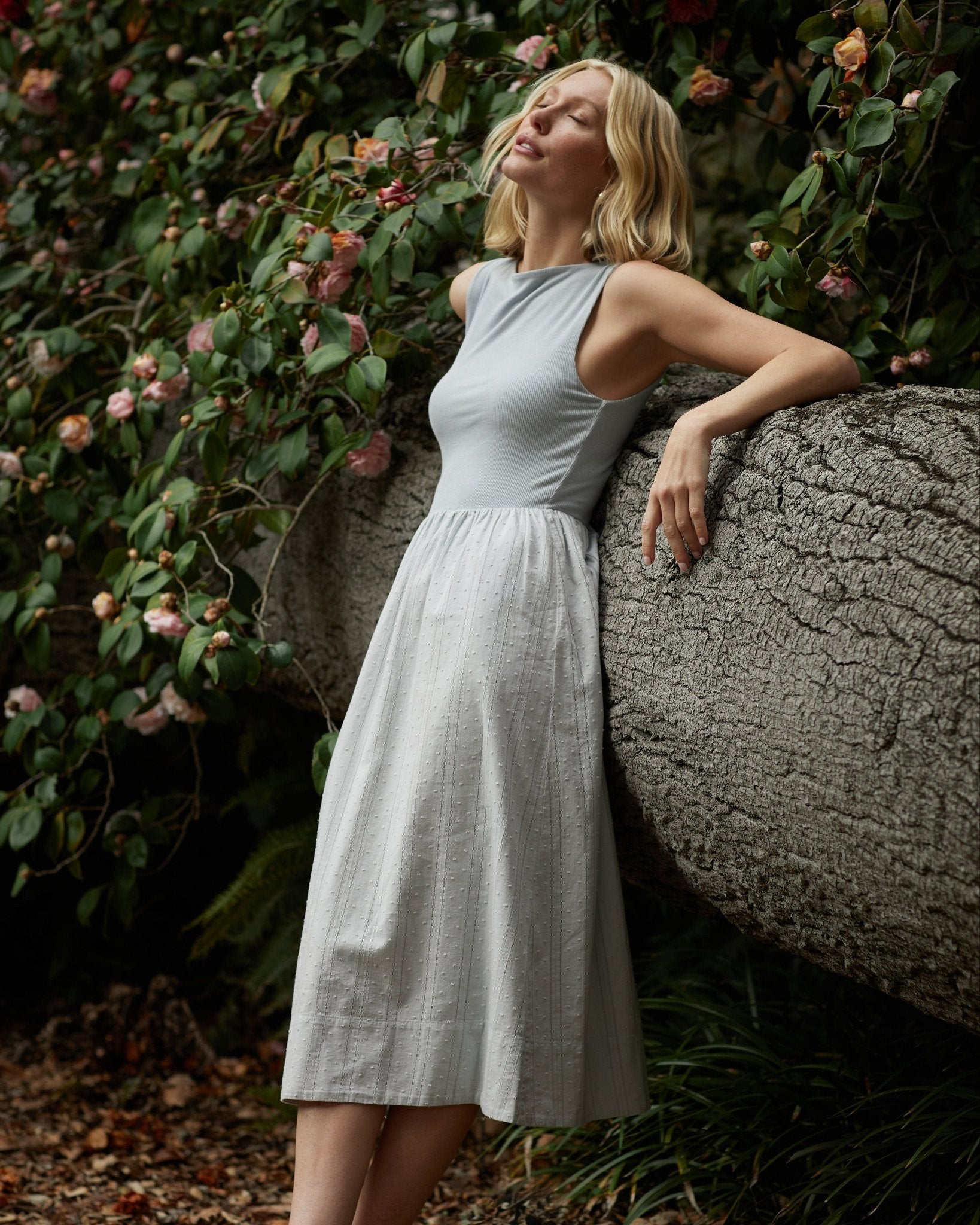 crew neck midi dress Bella Dahl Mixed Crewneck sb24maybe this elevated midi dress Reistor® Maxi Wrap Dress Color:Khaki Brown