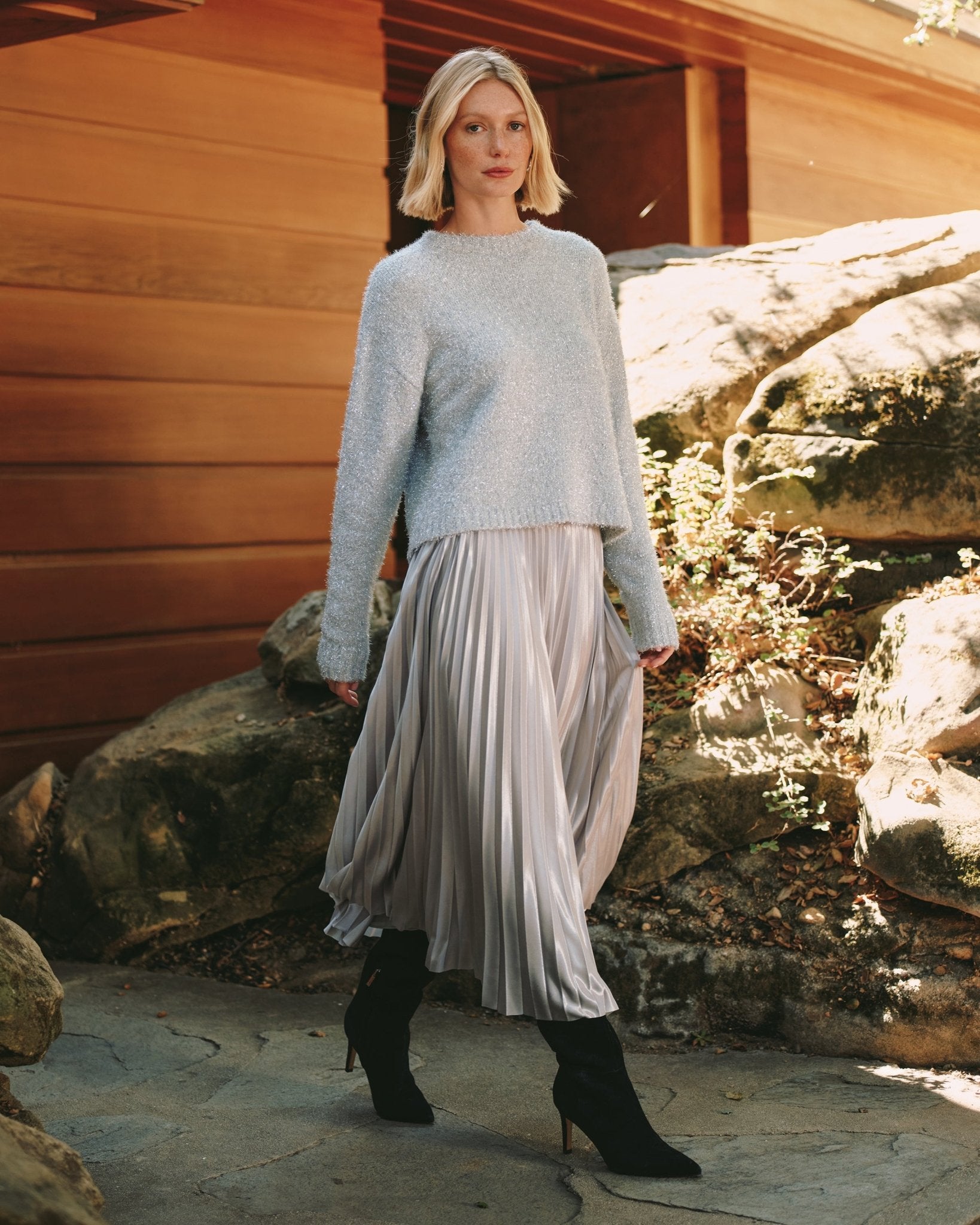 Pleated Skirt Silver Shimmer