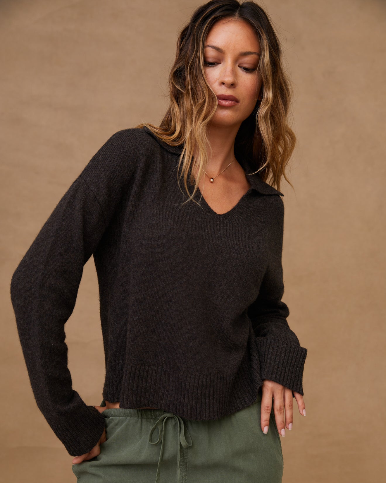 PULLOVER SWEATER WITH COLLAR HTBRN - Bella Dahl