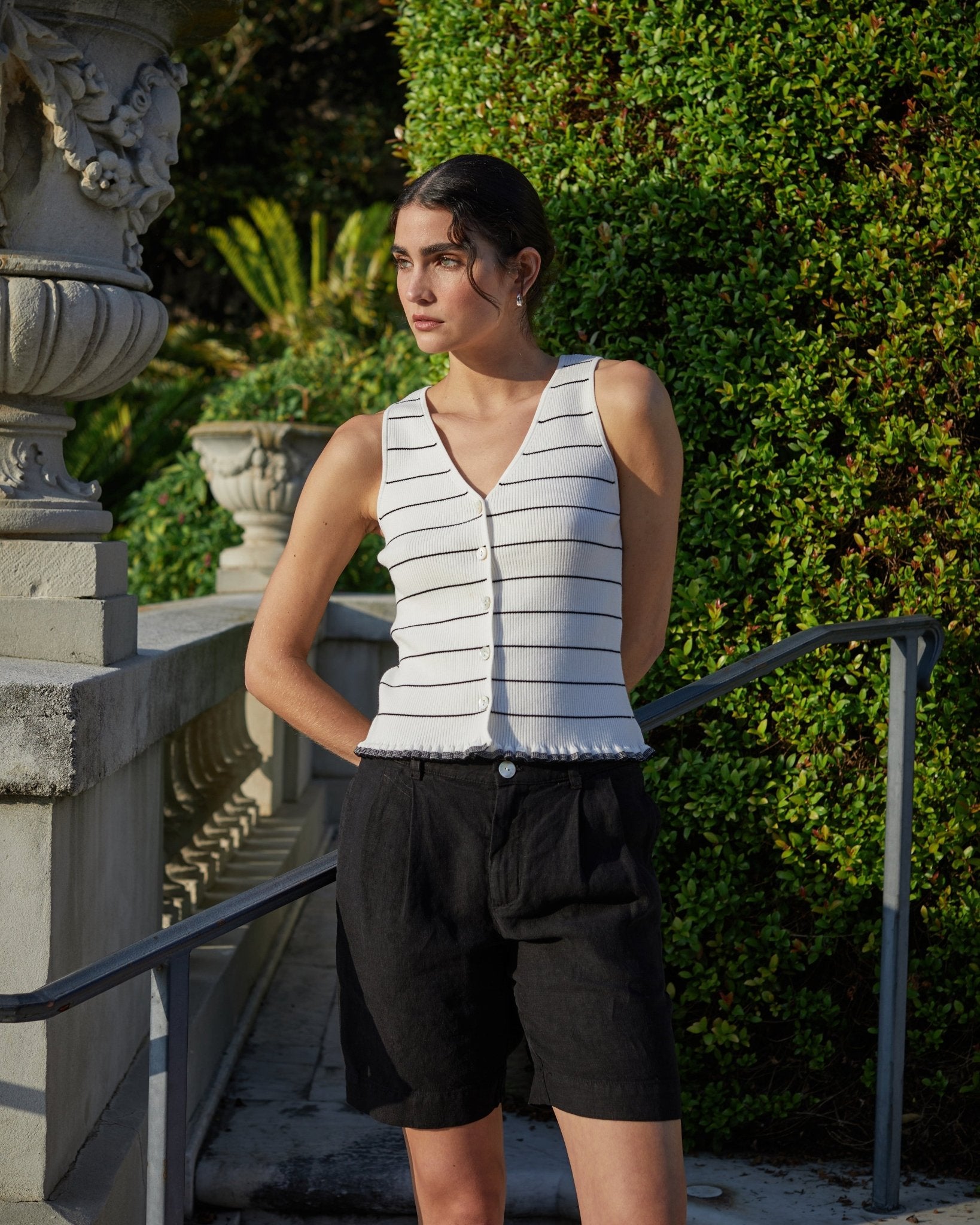Ruffle Hem Knitted Vest - Garden Party Stripe – Bella Dahl