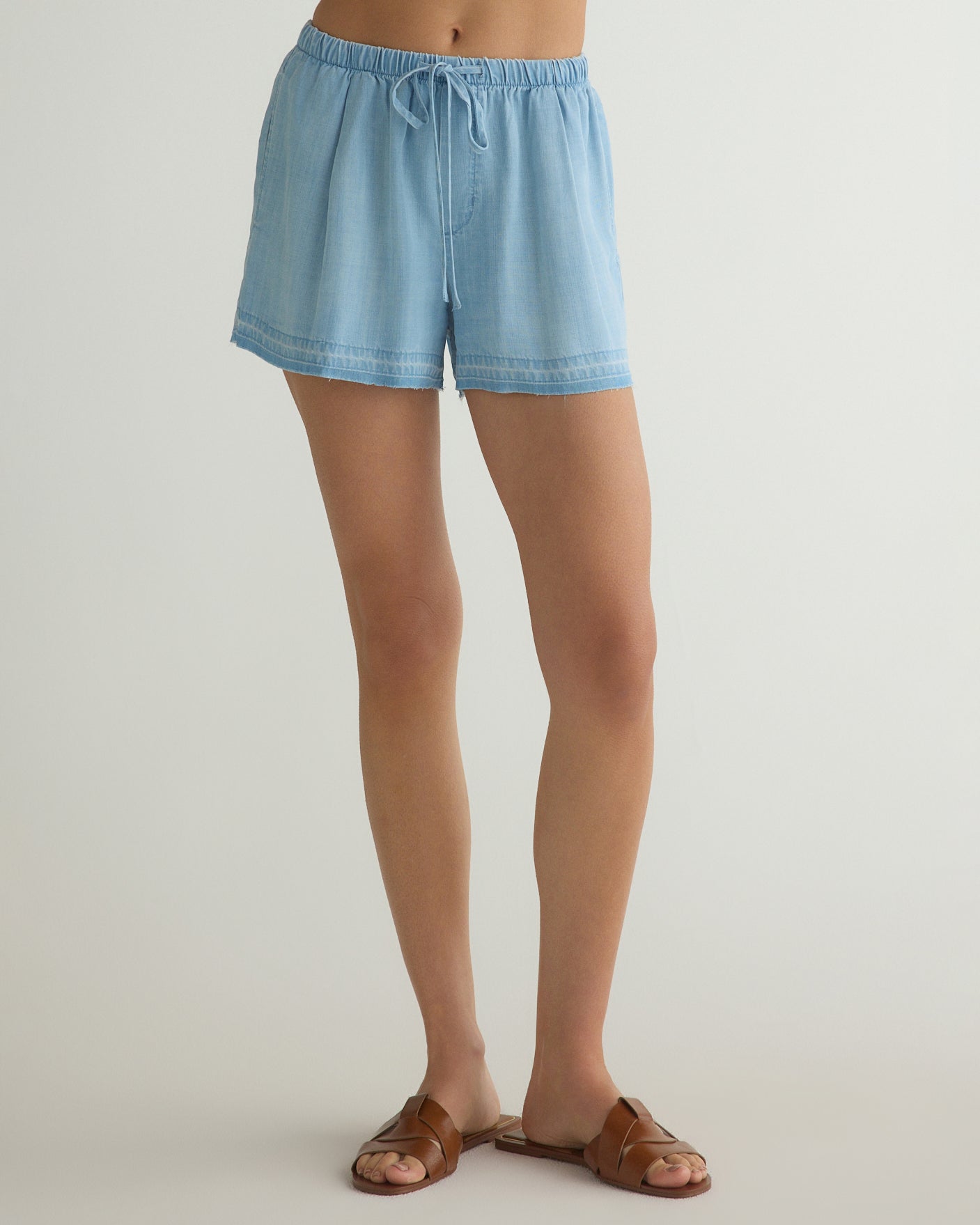 Shorts Femme été - Coton Et Lin - Taille Haute à Nœud - Coupe Large Et Fluide - Idéal Plage, Vacances, Décontracté