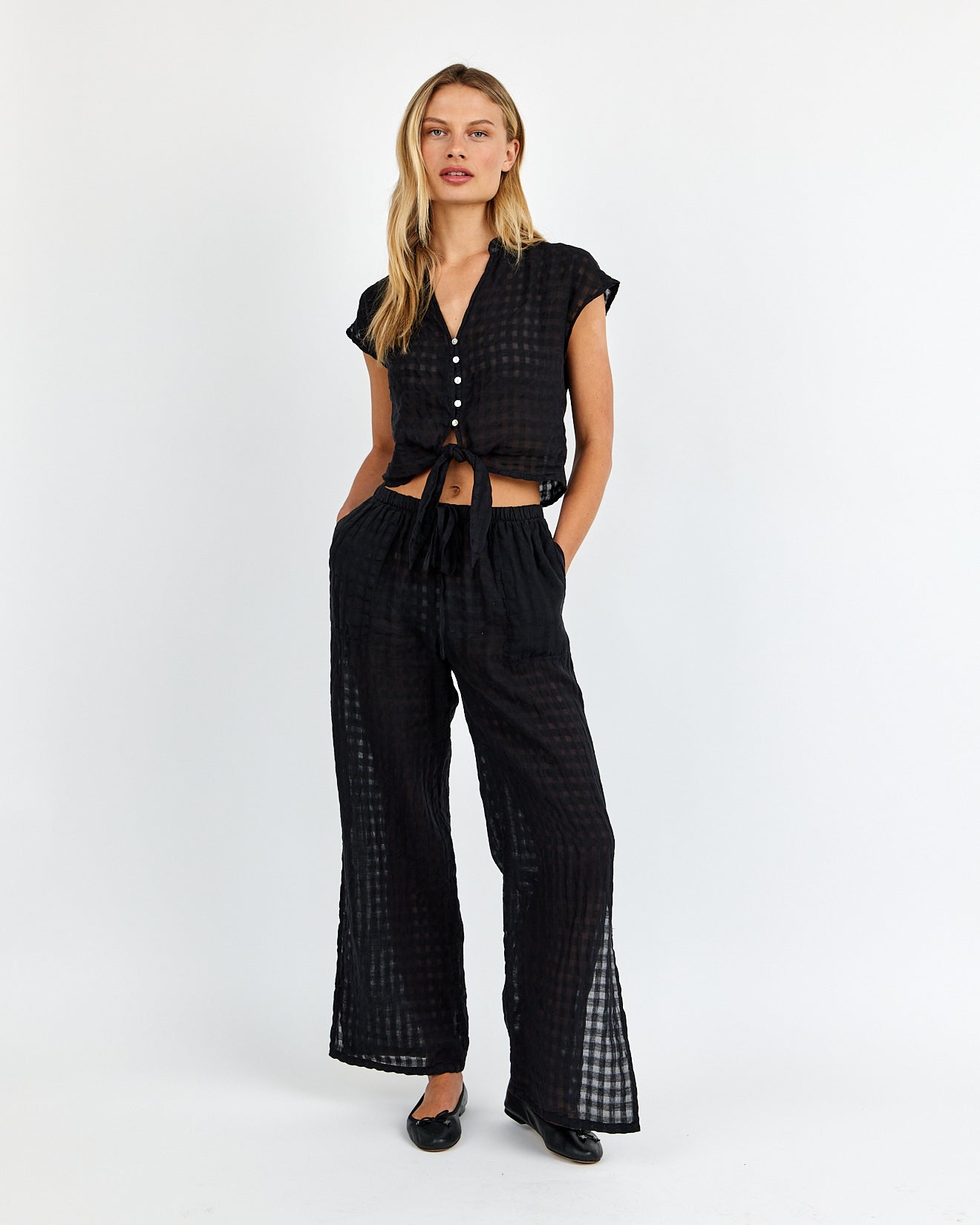 Side Slit Beach Pant Black Bella Dahl