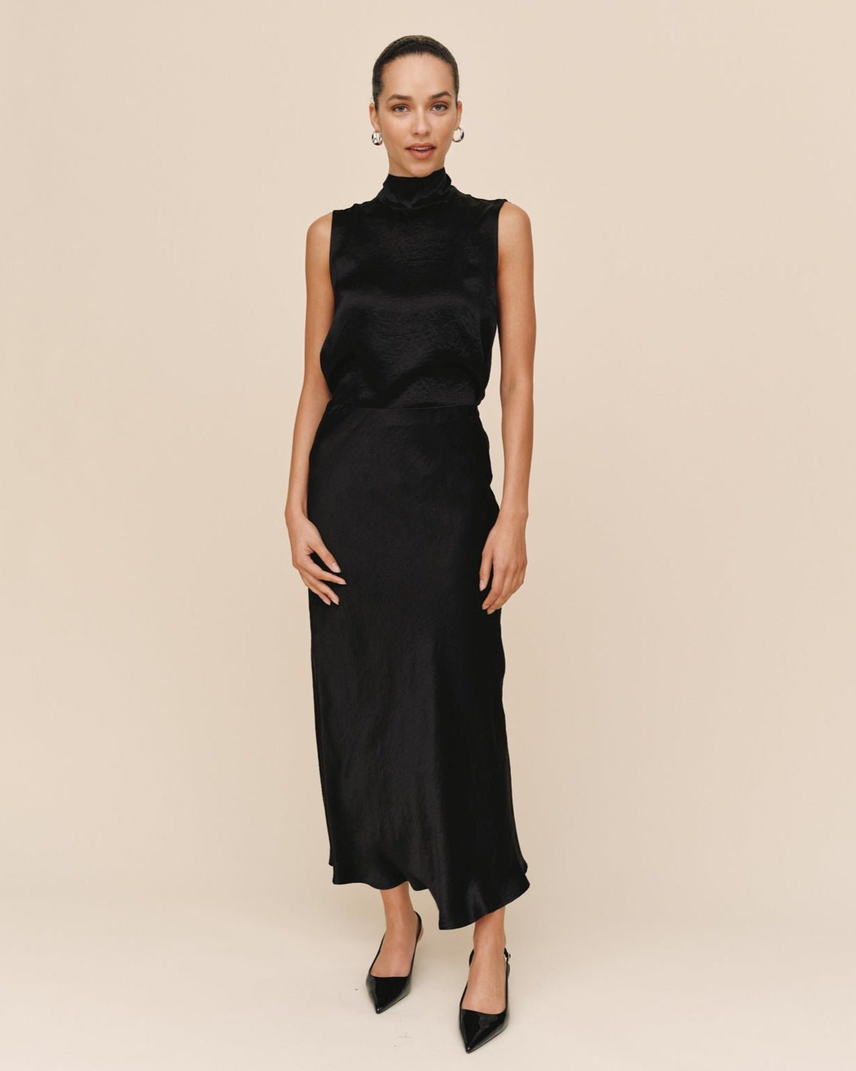 Sleek Bias Maxi Skirt | Black | XS
