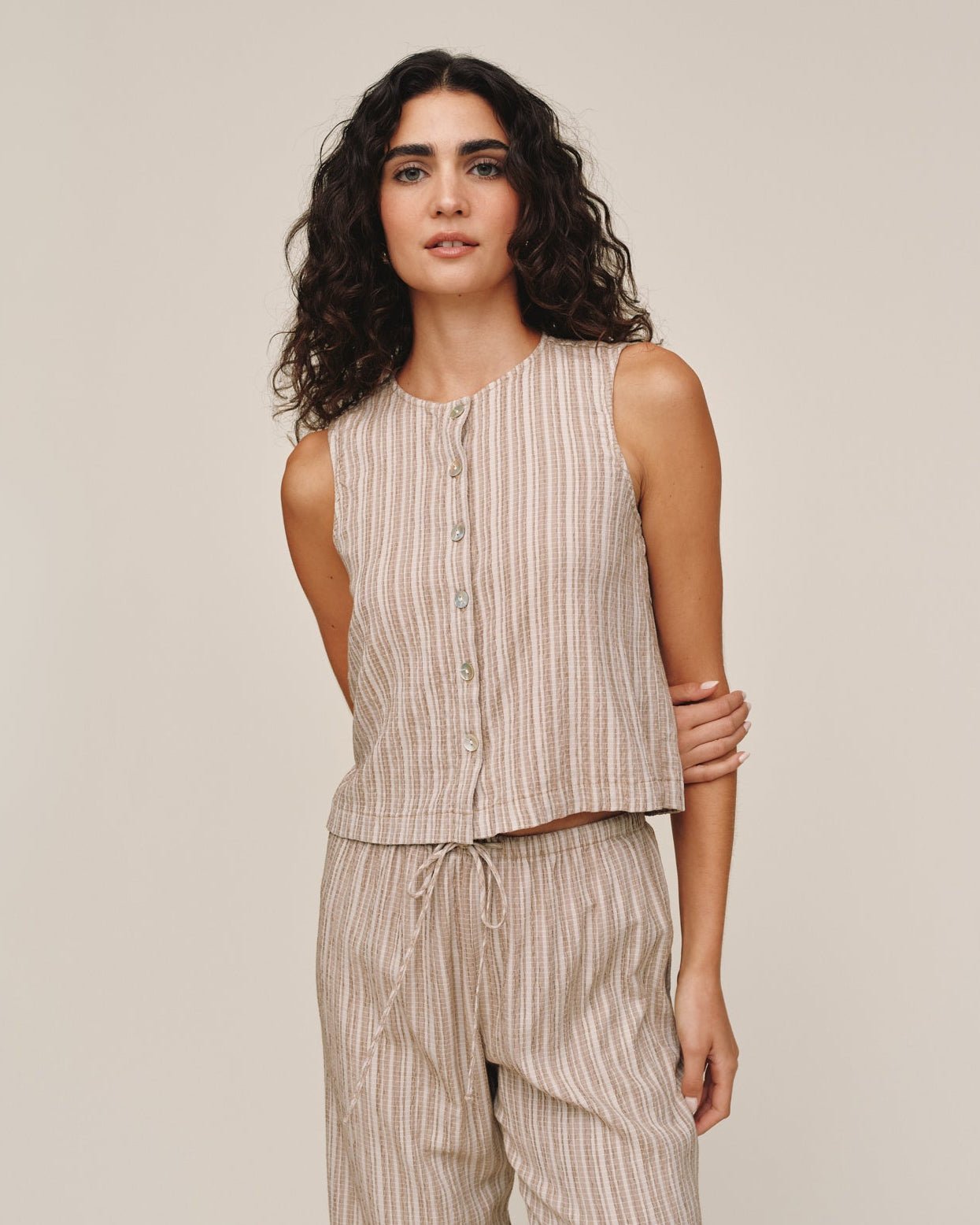 Sleeveless Button Front Top - Driftwood – Bella Dahl
