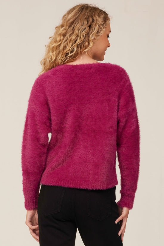 Bella DahlSlouchy V-Neck Sweater -Dark MagentaSweaters & Jackets