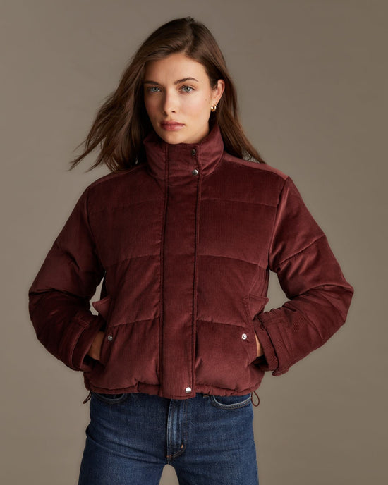 Bella Dahl Funnel Neck Puffer Jacket - Mahogany