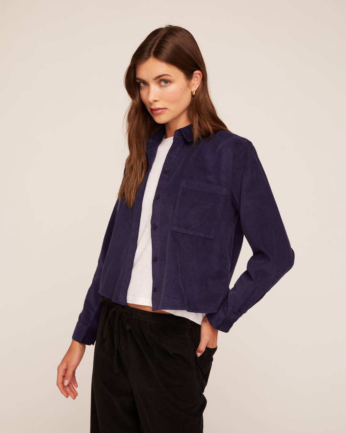 Long Sleeve Patch Pocket Work Shirt - Twilight