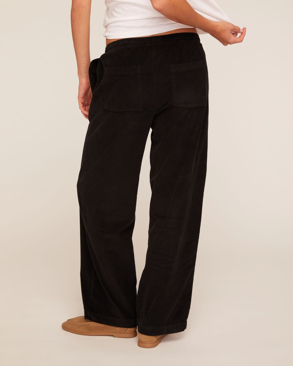 Corduroy Drawstring Pant - Black