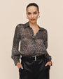 Bella Dahl3/4 Bishop Sleeve Button Up - Silver LeopardTops