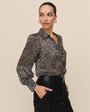 Bella Dahl3/4 Bishop Sleeve Button Up - Silver LeopardTops