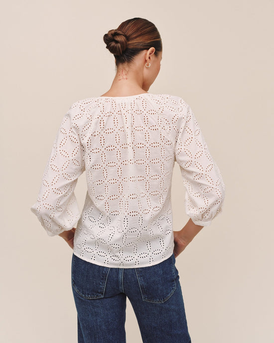 Bella Dahl 3/4 Sleeve Pullover- Ivory View 2