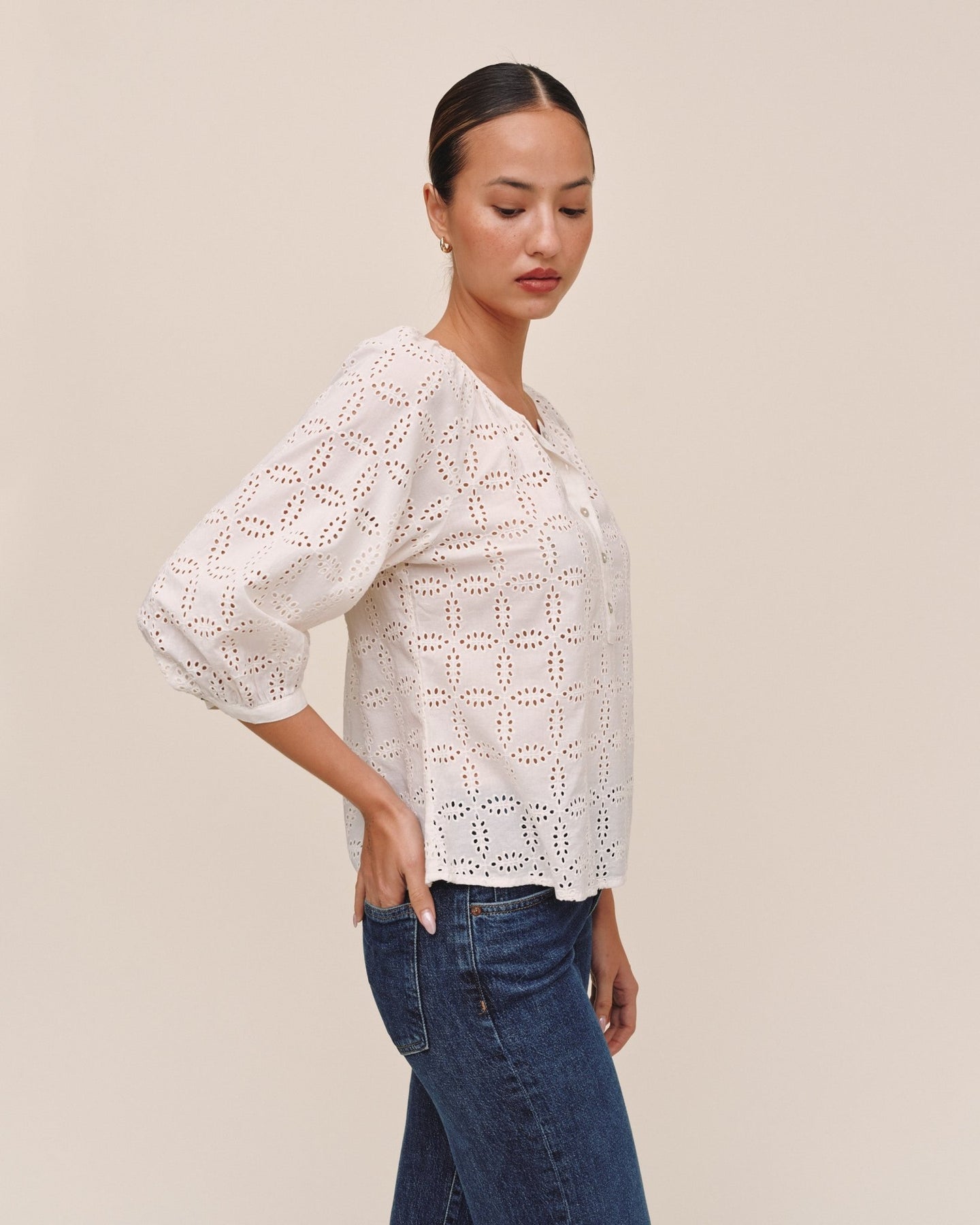 Bella Dahl3/4 Sleeve Pullover- IvoryTops