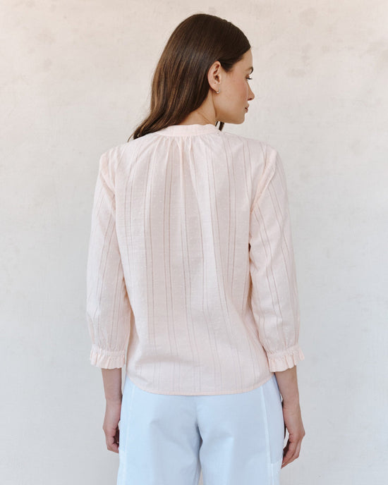 Bella Dahl 3/4 Sleeve Tie Neck Blouse - Pink Opal View 2