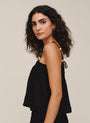 Smocked Beaded Strap Tank - Black