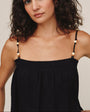 Smocked Beaded Strap Tank - Black