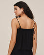 Smocked Beaded Strap Tank - Black