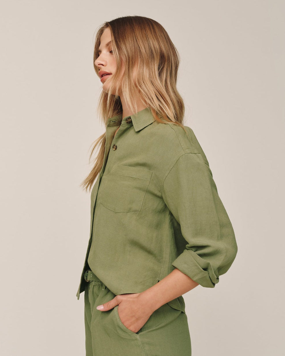 Boxy Shirt - Olive Leaf