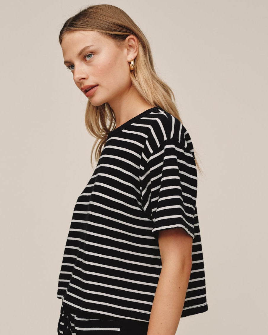 Short Sleeve Tee - Black & Ivory Stripe