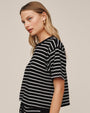 Short Sleeve Tee - Black & Ivory Stripe