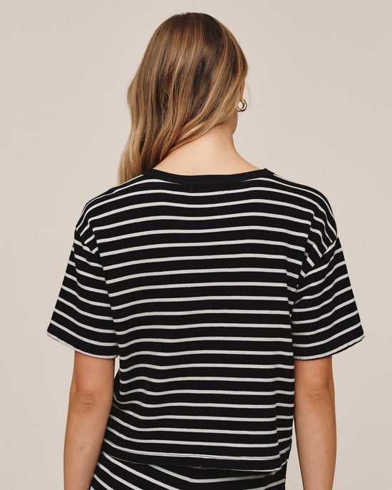 Bella Dahl Short Sleeve Tee - Black & Ivory Stripe View 2