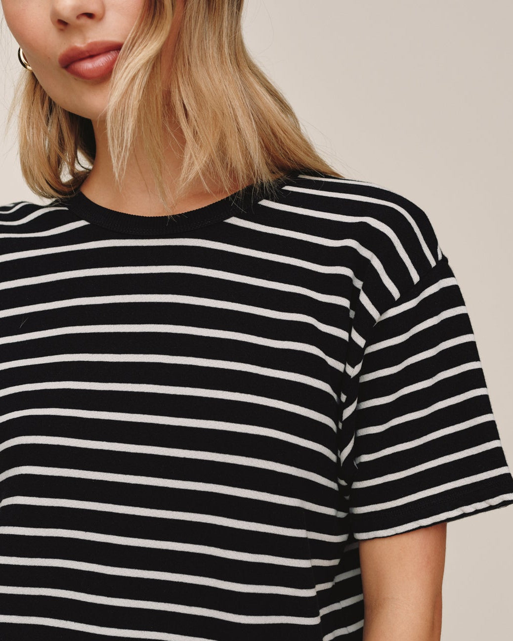Short Sleeve Tee - Black & Ivory Stripe