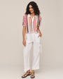 Short Sleeve Open Knit Stripe Button Down - Beach Side Stripe