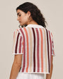 Short Sleeve Open Knit Stripe Button Down - Beach Side Stripe