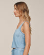 Square Neck Button Front Tank - Ombre Mist Wash