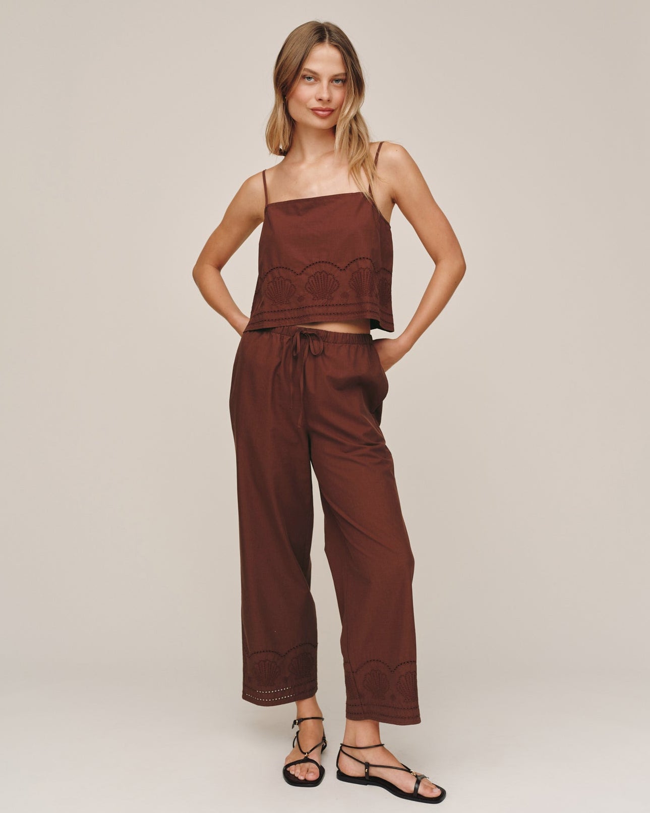 Button Back Cami - Sea Glass Brown