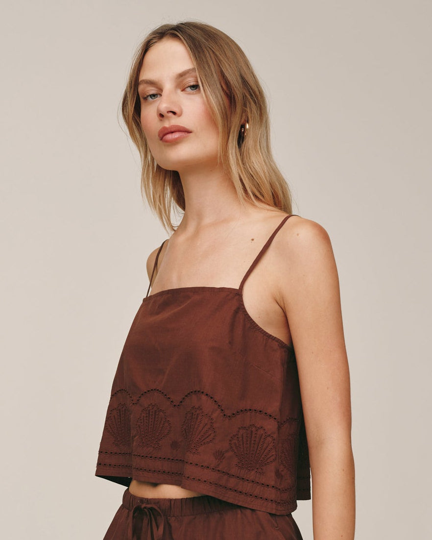 Button Back Cami - Sea Glass Brown