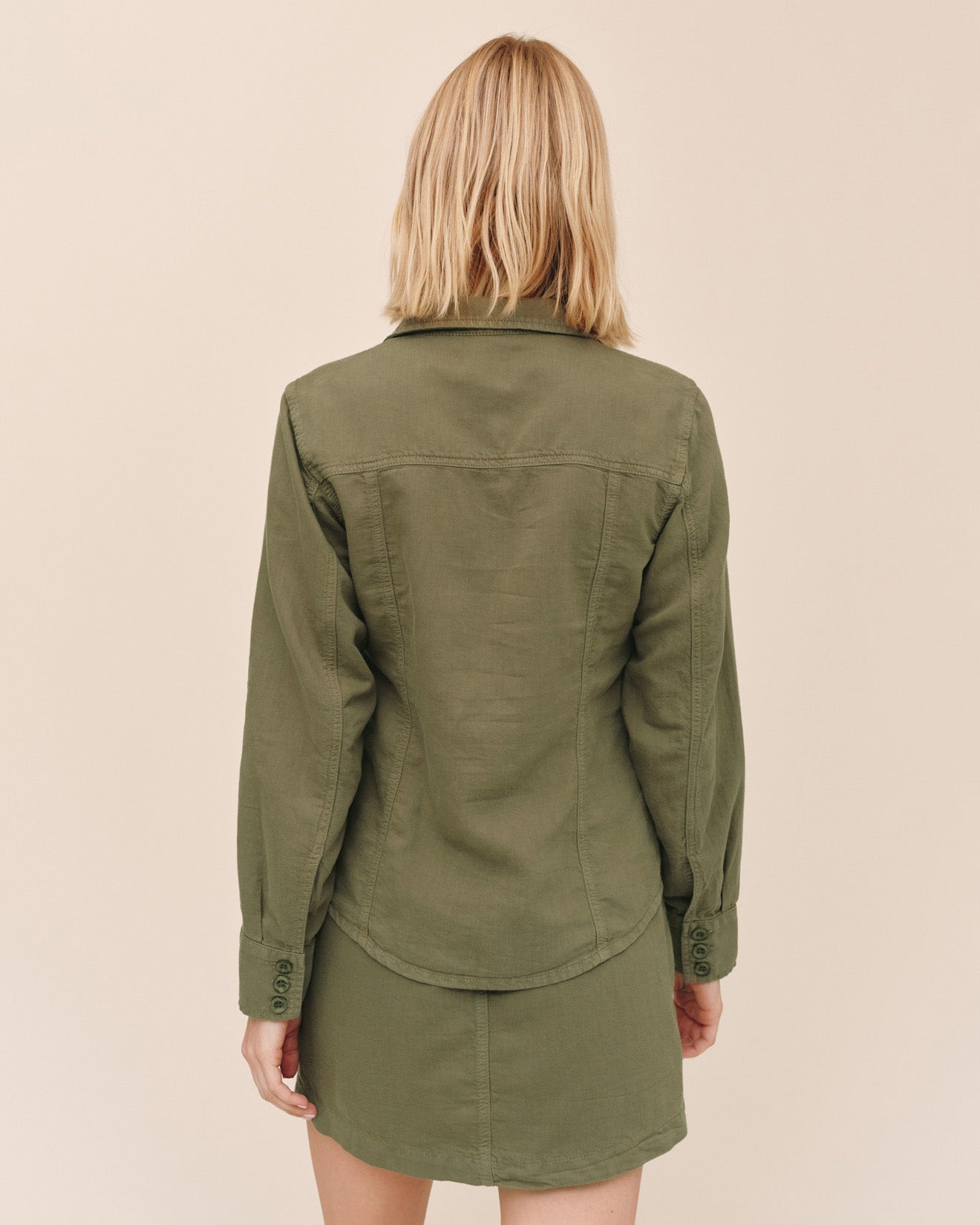 Fitted Trucker Shirt - Olive Green