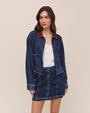 Crop Zip Up Barn Jacket - Dark Rinse Wash
