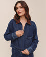 Crop Zip Up Barn Jacket - Dark Rinse Wash