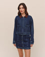 Crop Zip Up Barn Jacket - Dark Rinse Wash