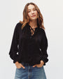 Raglan Sleeve Top With Lace Inset - Black