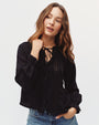 Raglan Sleeve Top With Lace Inset - Black