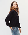 Raglan Sleeve Top With Lace Inset - Black