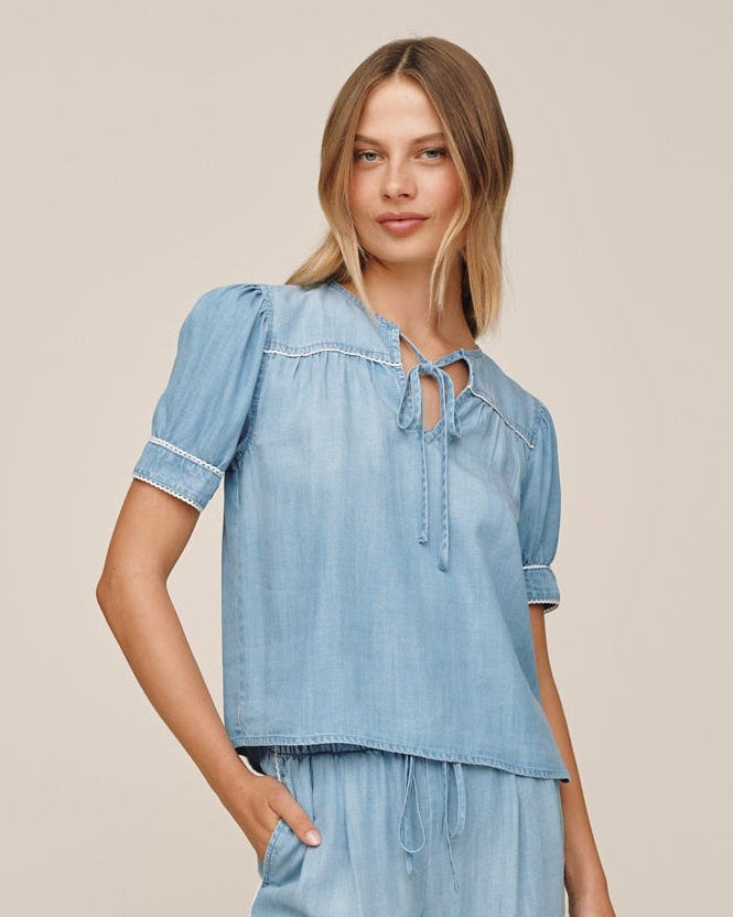 Short Sleeve Pullover With Trim -  Ombre Mist Wash
