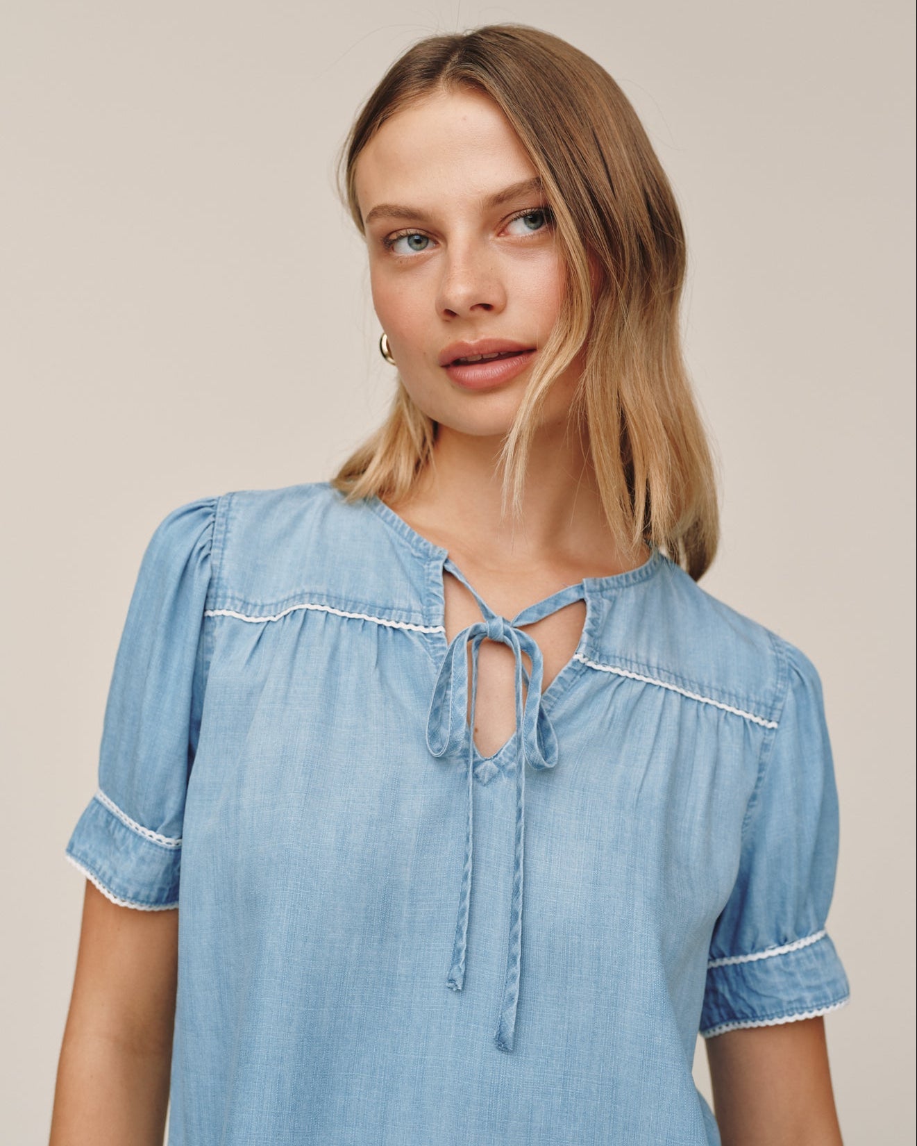 Short Sleeve Pullover With Trim -  Ombre Mist Wash